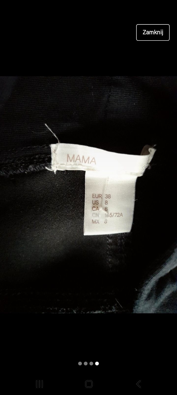 Czarne rurki spodnie ciazowe pas h&m s m 38