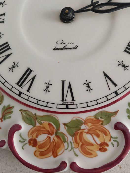 Ceramiczny zegar kuchenny Eloma – ręcznie malowany, vintage, Niemcy