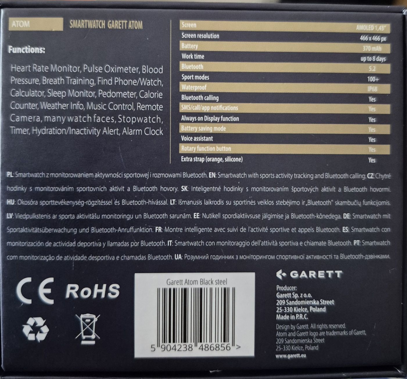 Smartwatch Garett Atom Bluetooth