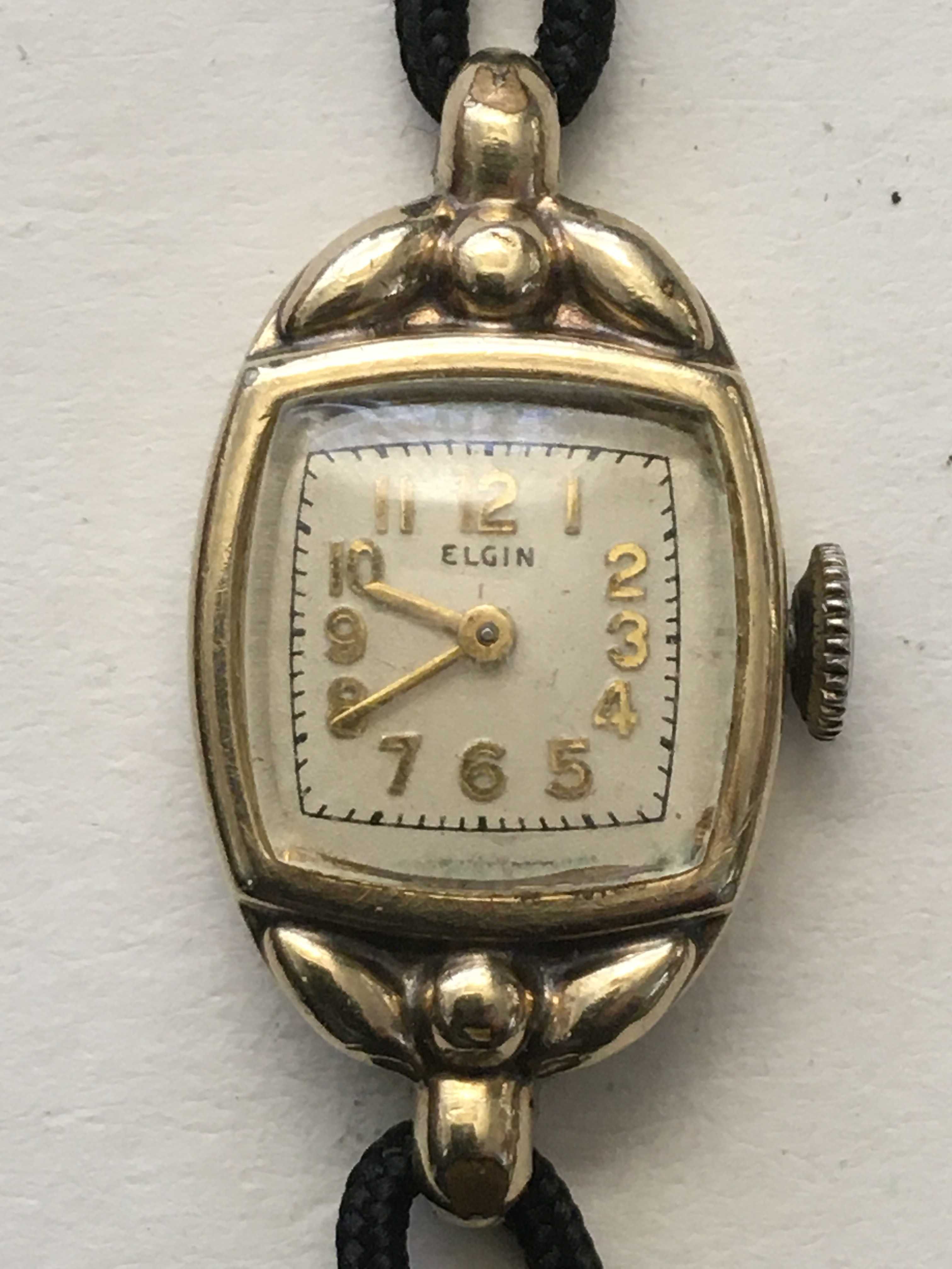 Kolekcjonerski damski zegarek mechaniczny ELGIN 541 15j złocony