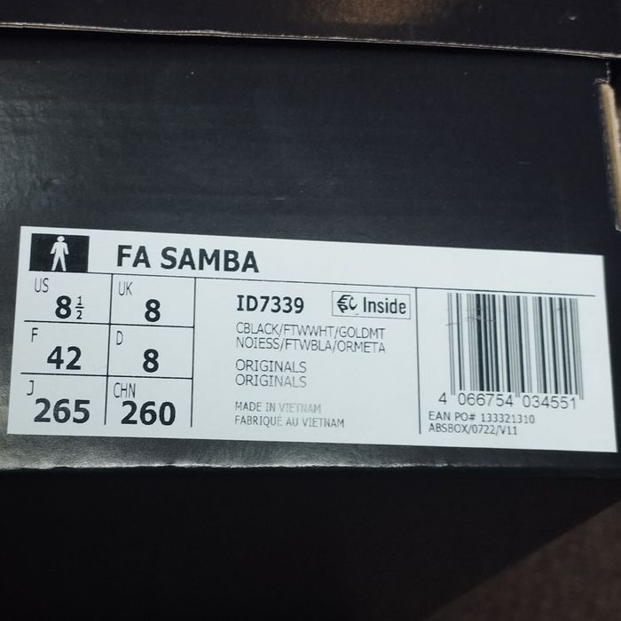 41,44,45,46. Шкіряні кросівки Adidas Fucking Awesome X Samba Black ID7