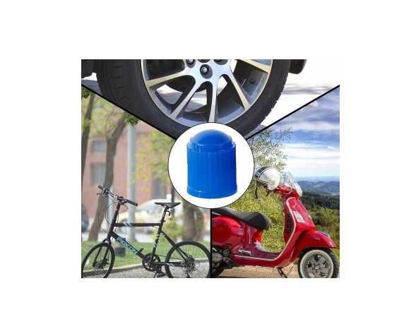 Plastikowe nakrętki kapturki na wentyle niebieskie 4 szt do roweru