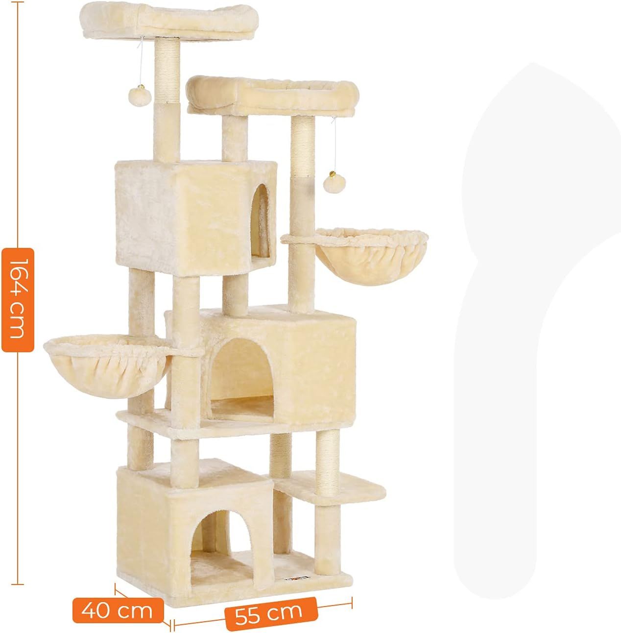 Drapak Duży 164 Cm 3 Jaskinie Dla Kota Beżowy