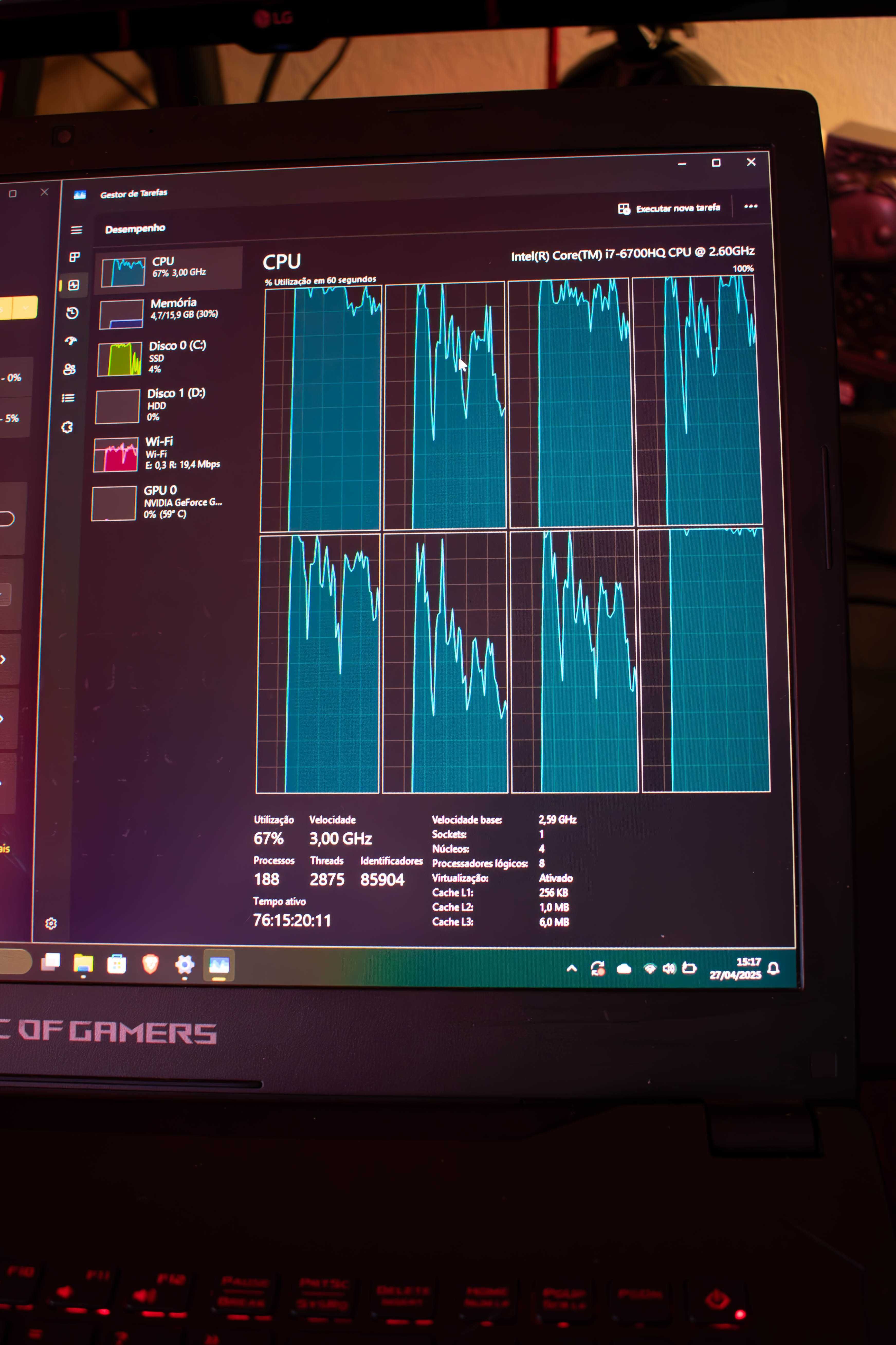 Asus ROG GL702VM [Core-i7] + Mesa de Arrefecimento