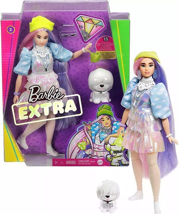 Barbie Extra. GRN27 Modna lalka z akcesoriami + piesek. Barbie