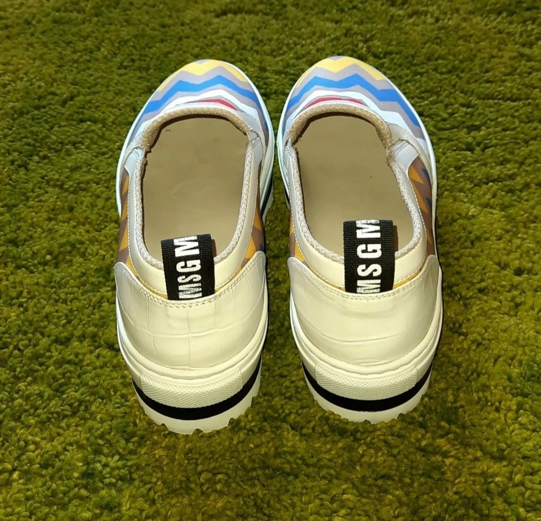 Слипоны MSGM итальянские женские кожаные кроссовки лоферы на платформе