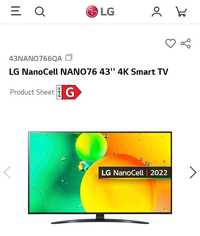 Smart TV 43' LG 43Nano76 4k (2022)