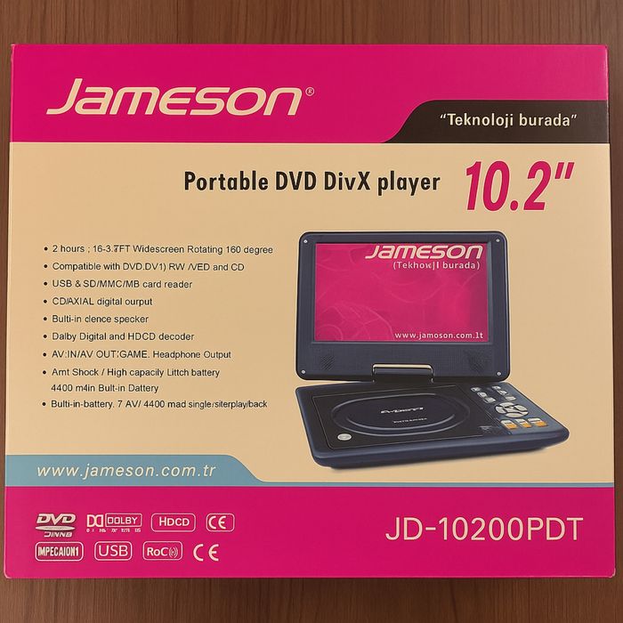 Продам портативний DVD-програвач Jameson JD-10200PDT (10.2”)