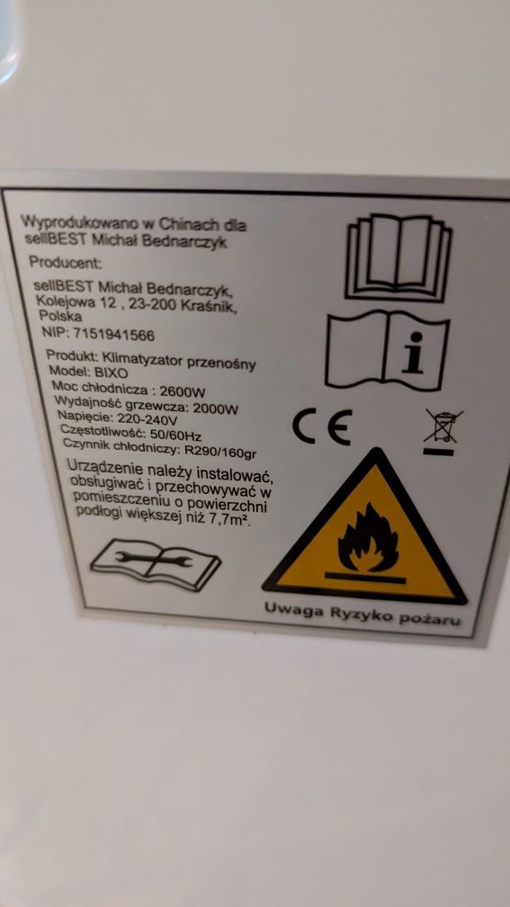 Klimatyzator przenośny THUNDER z modułem WiFi, Tuya i pilot + pilot