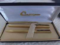 Conjunto de canetas Wildgoose vintage, banhadas a ouro