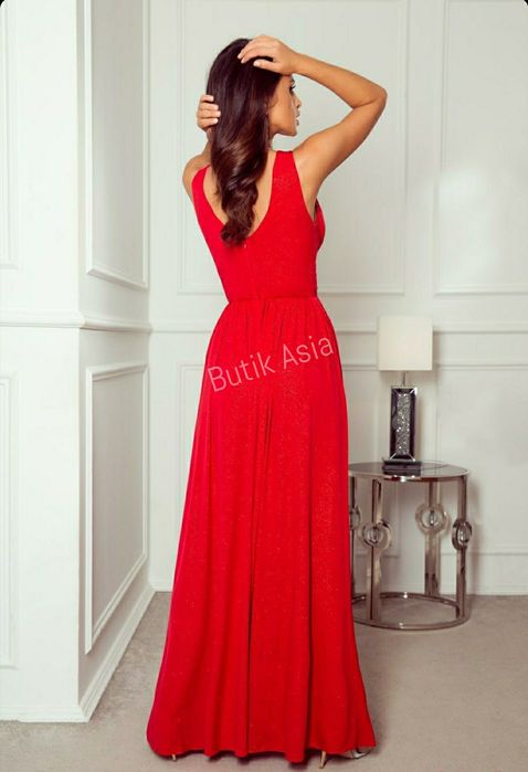 Sukienka 40 czerwona 44 Virginia 42 nowa brokatowa 38 długa maxi 34