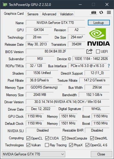 GeForce GTX 770 2GB