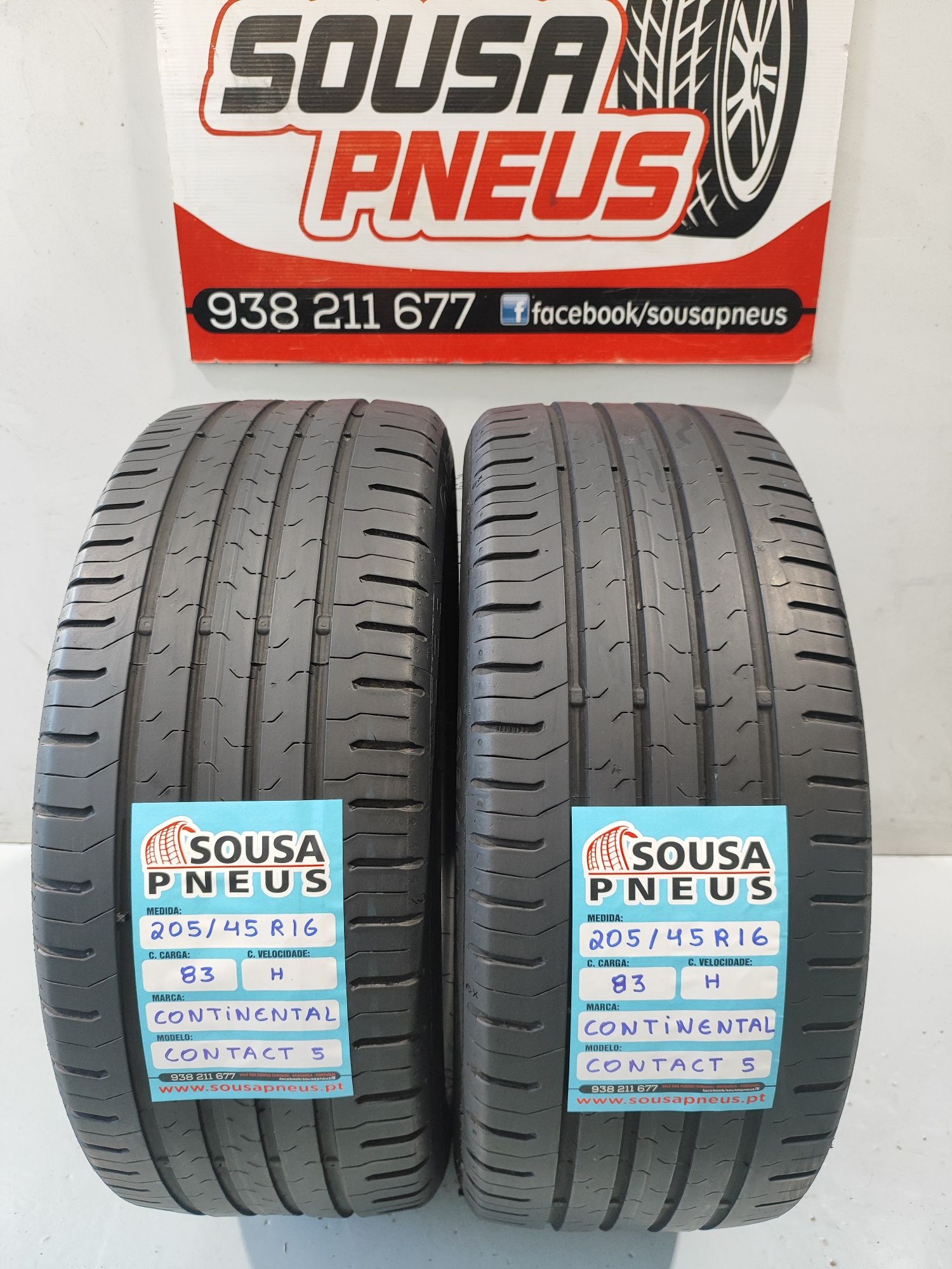 2 pneus semi novos 205-45R16 Continental - Oferta dos portes