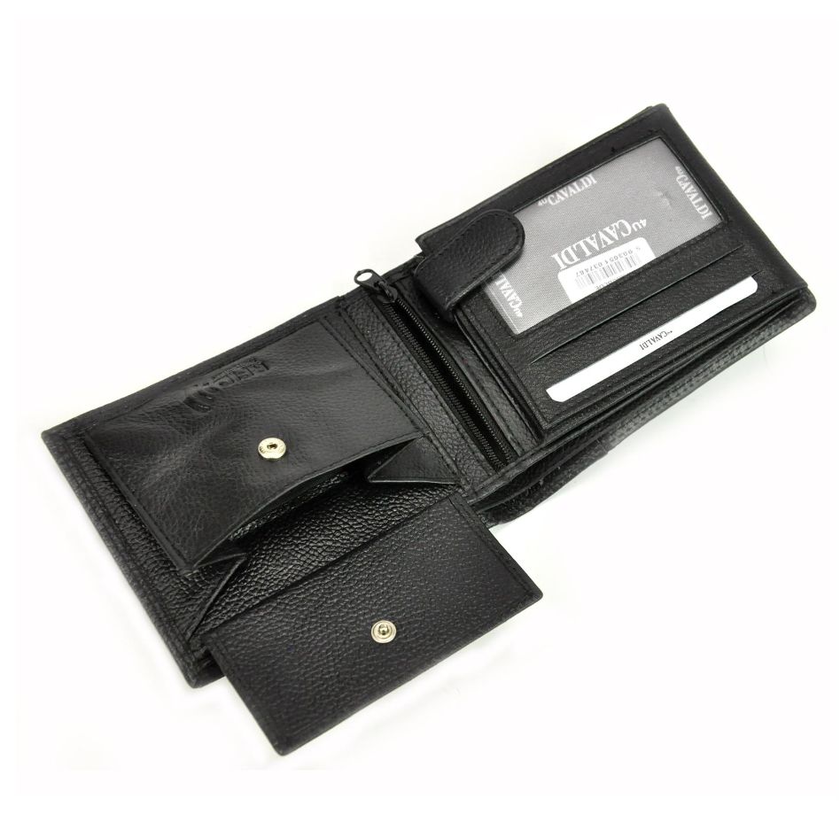 Męski portfel Cavaldi N992-SCV RFID skóra naturalna czarny + czerwony