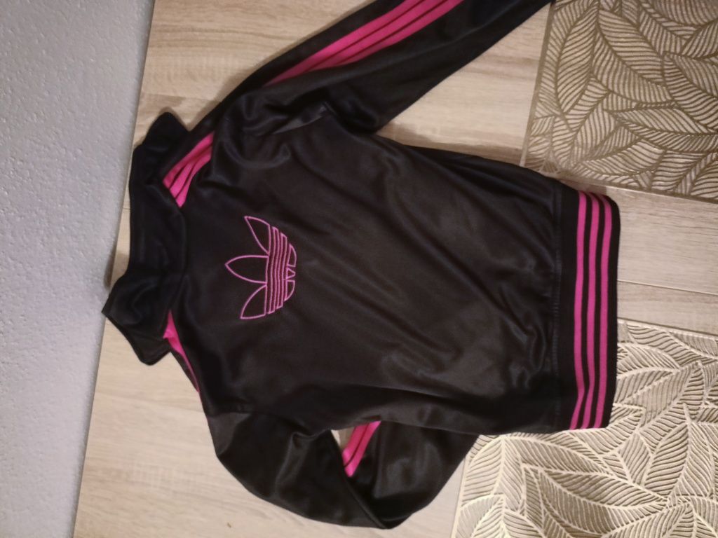 Bluza damska ADIDAS czarno-różowa rozmiar S