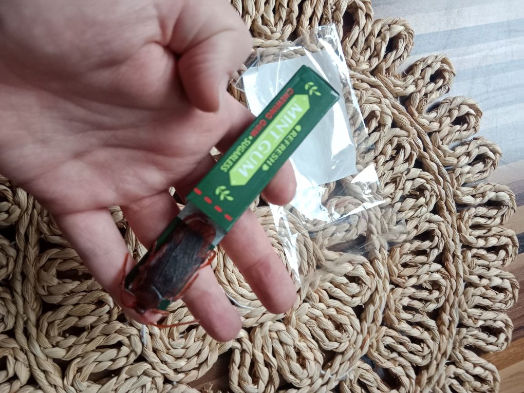 Psikus/Psikusowy/śmieszny prezent.Wyskakujący karaluch z gumy do żucia
