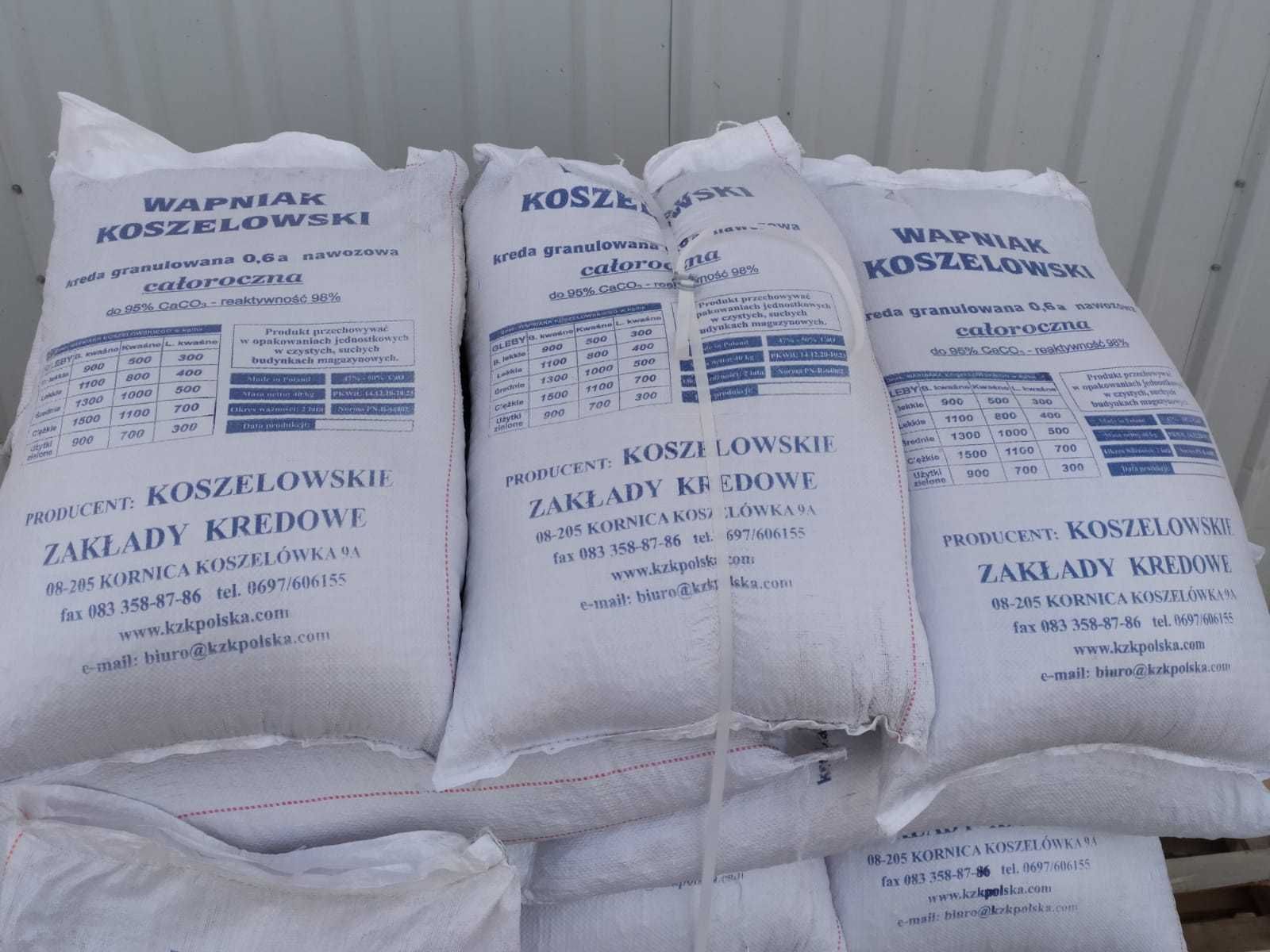 WAPNO GRANULOWANE, KREDA nawozowa granulowana 06a, Wapniak Koszelowski