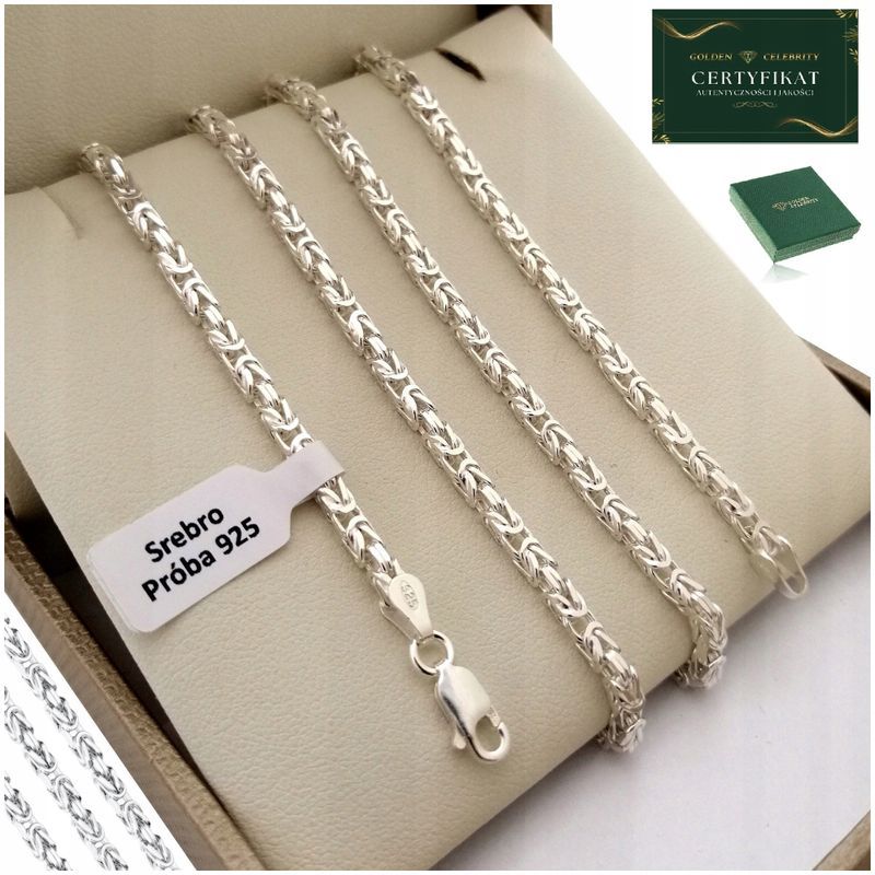 Srebrny Łańcuszek Damski Splot Królewski 70cm Srebro 925 + Gratisy + G