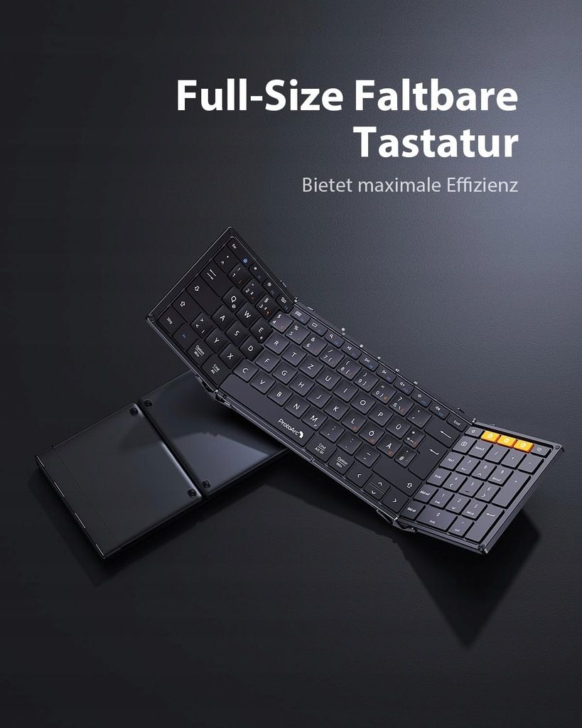 Składana klawiatura bluetooth, Układ DE QWERTZ, iOS Windows Android
