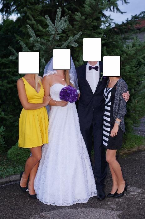 Piękna koronkowa suknia ślubna rozmiar 38 + welon. Na 173cm+6cm obcas