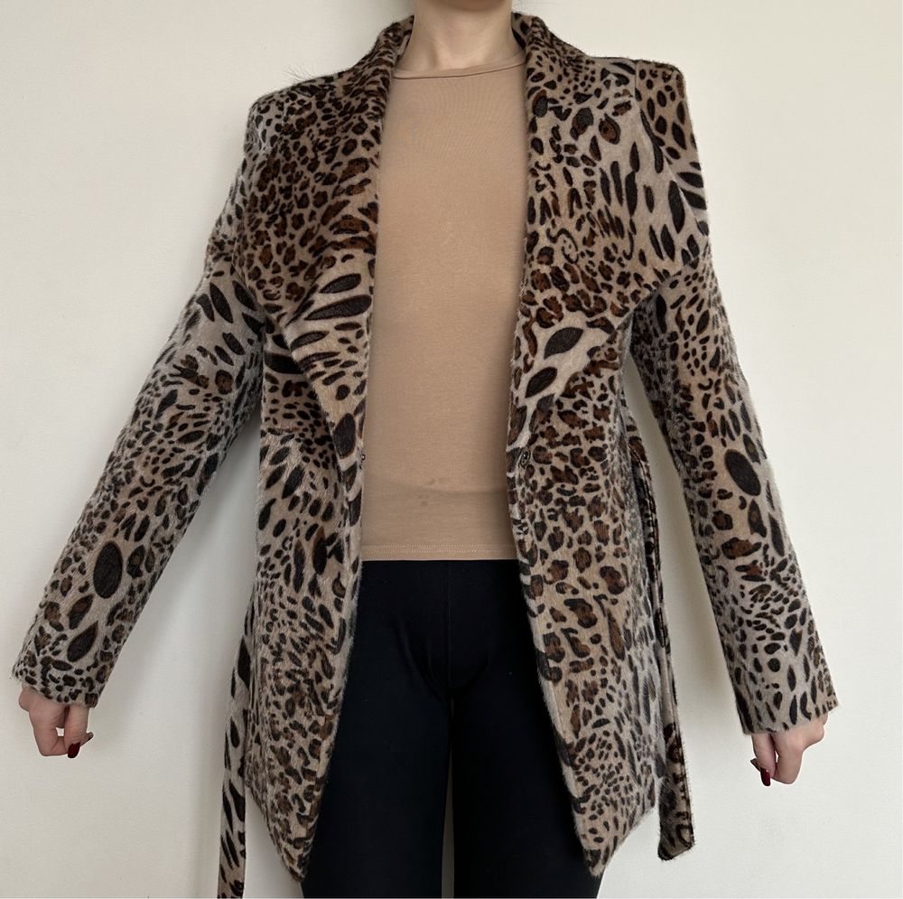 Шуба пальто куртка полушубок еко хутро леопардовий принт
