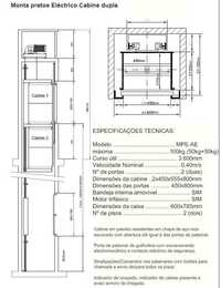 Elevador Monta Pratos Cabine Dupla Novo