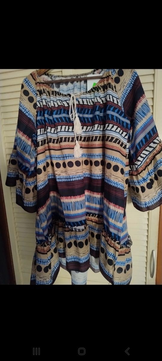 Duza wzorzysta tunika w stylu boho plus size