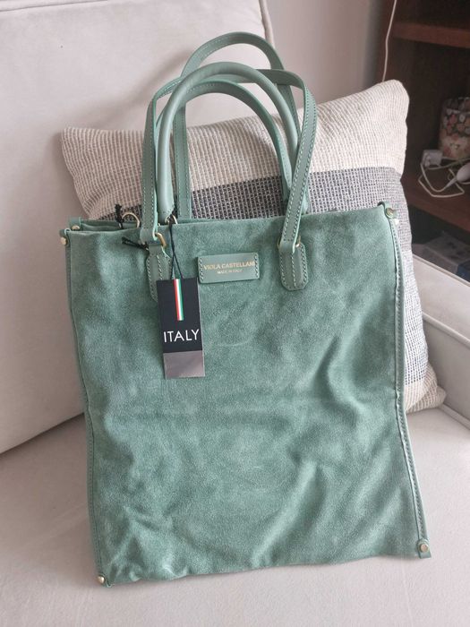 Torebka włoska, Viola Castellani zamszowa zielona