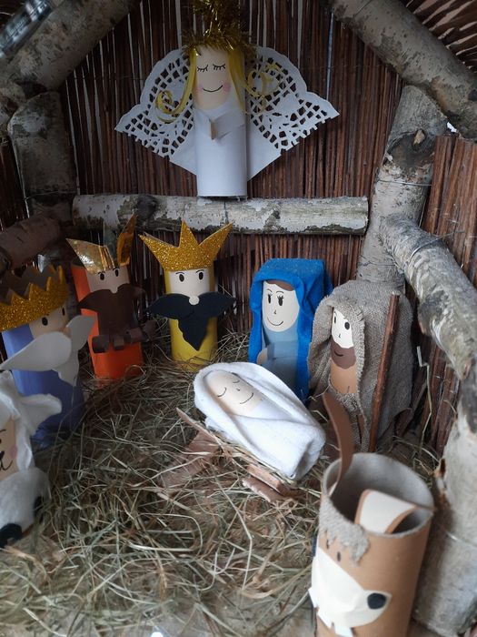 Szopka bożonarodzeniowa duża plaster drewna naturalna diy konkurs ozdo