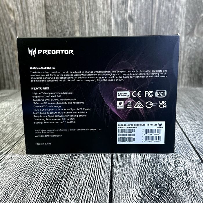 Оперативная память Predator Hera DDR5 RGB 32GB 8000MHz  1 шт. NEW!
