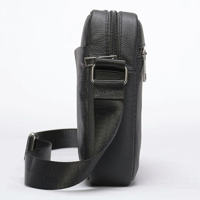 Мужская сумка кожаная барсетка черная