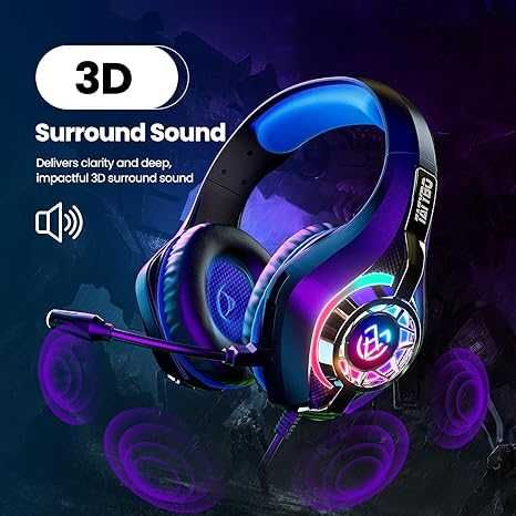 Słuchawki gamingowe do PC, PS5 z mikrofonem z redukcją szumów