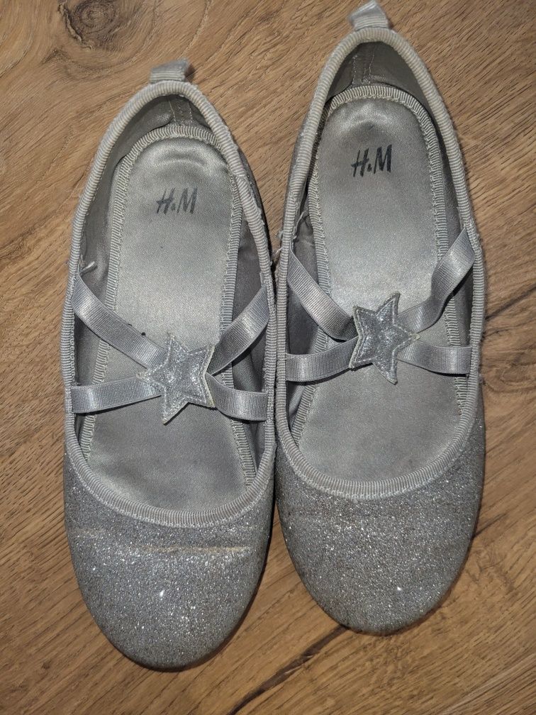 HM baleriny srebrne brokat 31 pantofelki