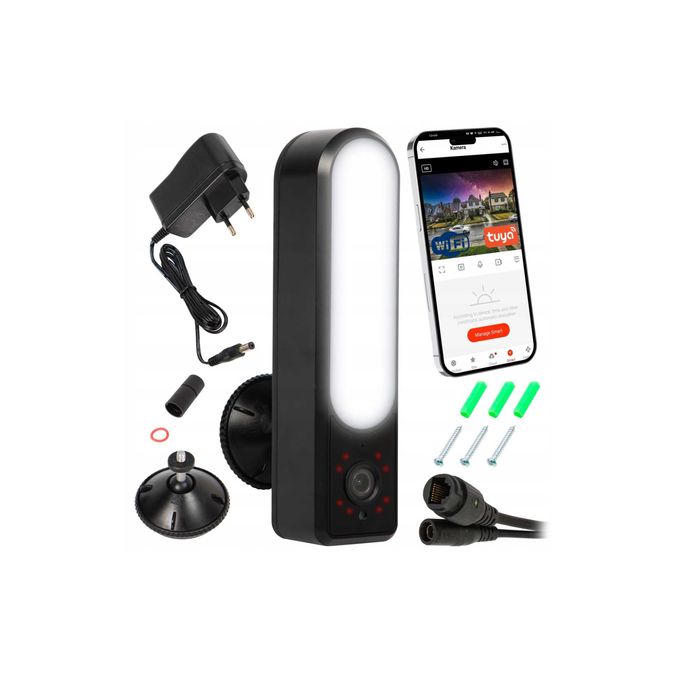 ZESTAW Kamera szpiegowska detekcja ruchu z lampą LED kamerka wifi TUYA
