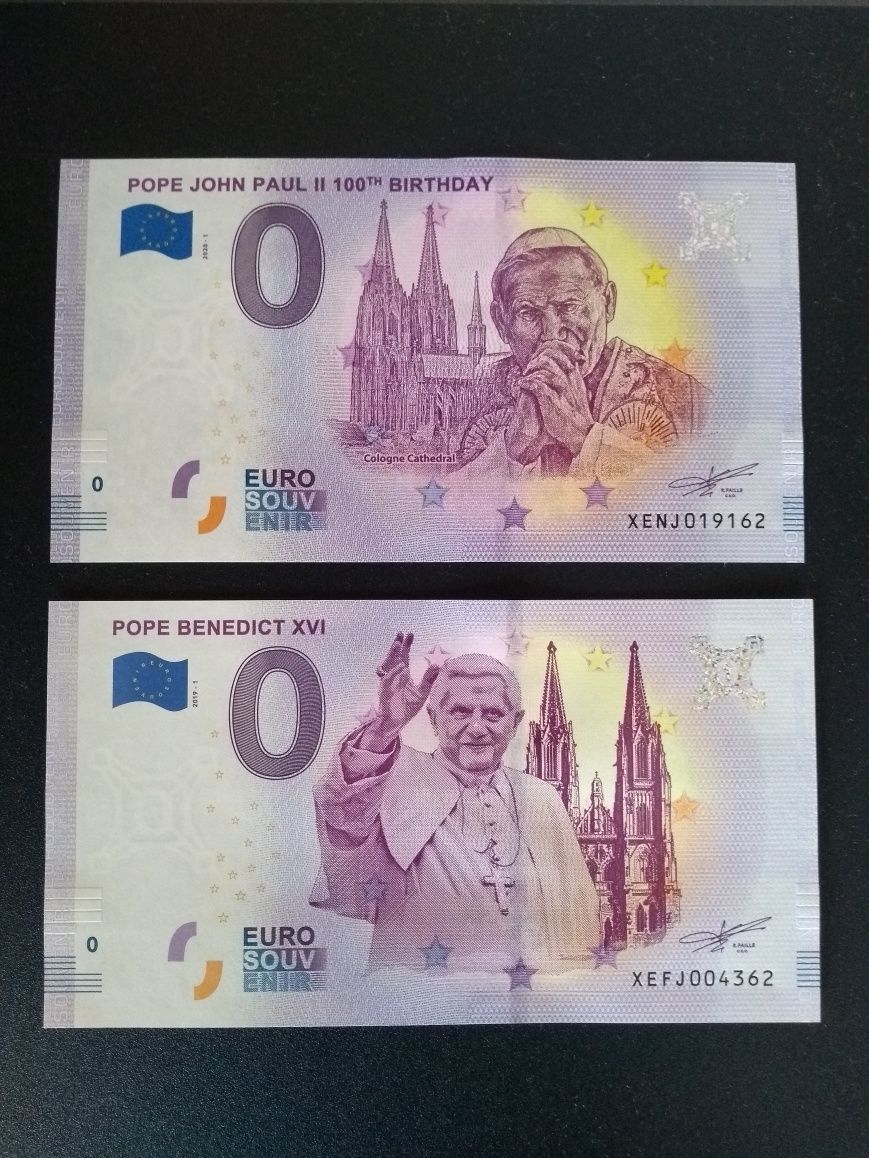 Banknoty 0 Euro Papież Jan Paweł II i Benedykt XVI