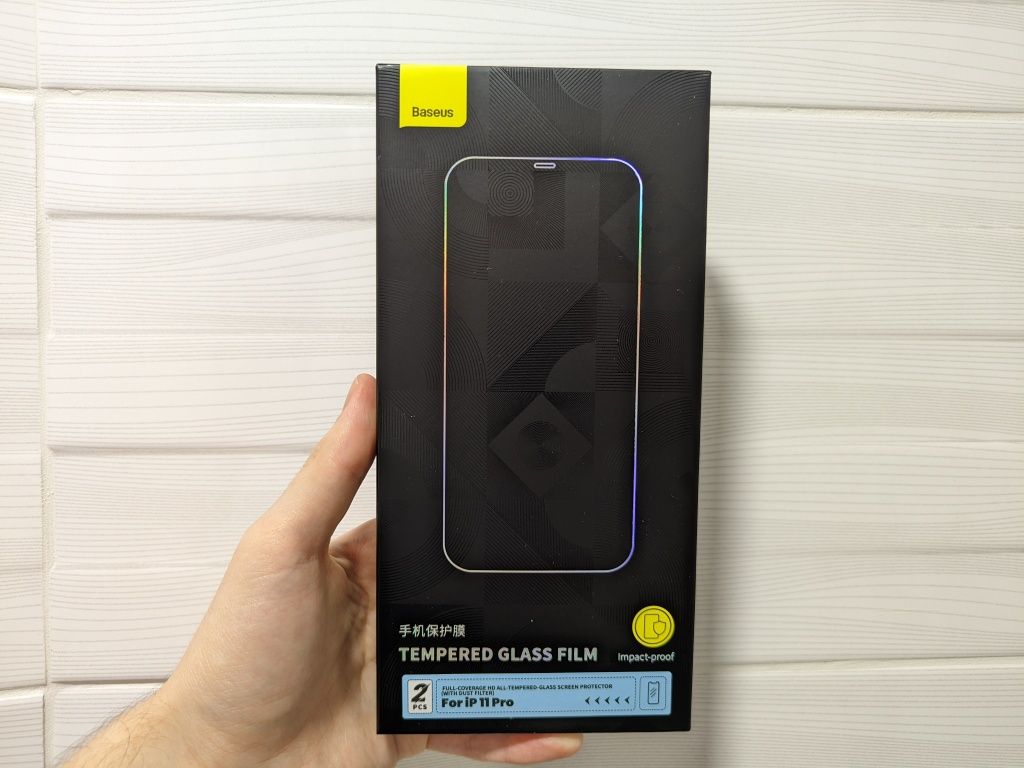 Apple iPhone 11 Pro. Baseus 2 захисних скла із сіточкою для динаміка