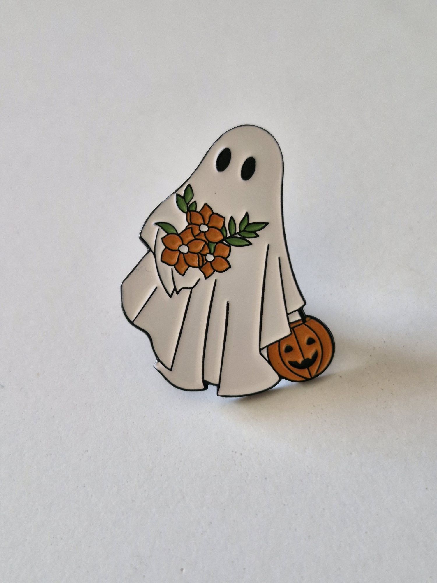 Pin przypinka uroczy duch duszek kwiaty dynia Nowy