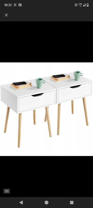 Zestaw 2 Stolików Nocnych  Komoda Nocna Stolik Nocny Stolik Boczny