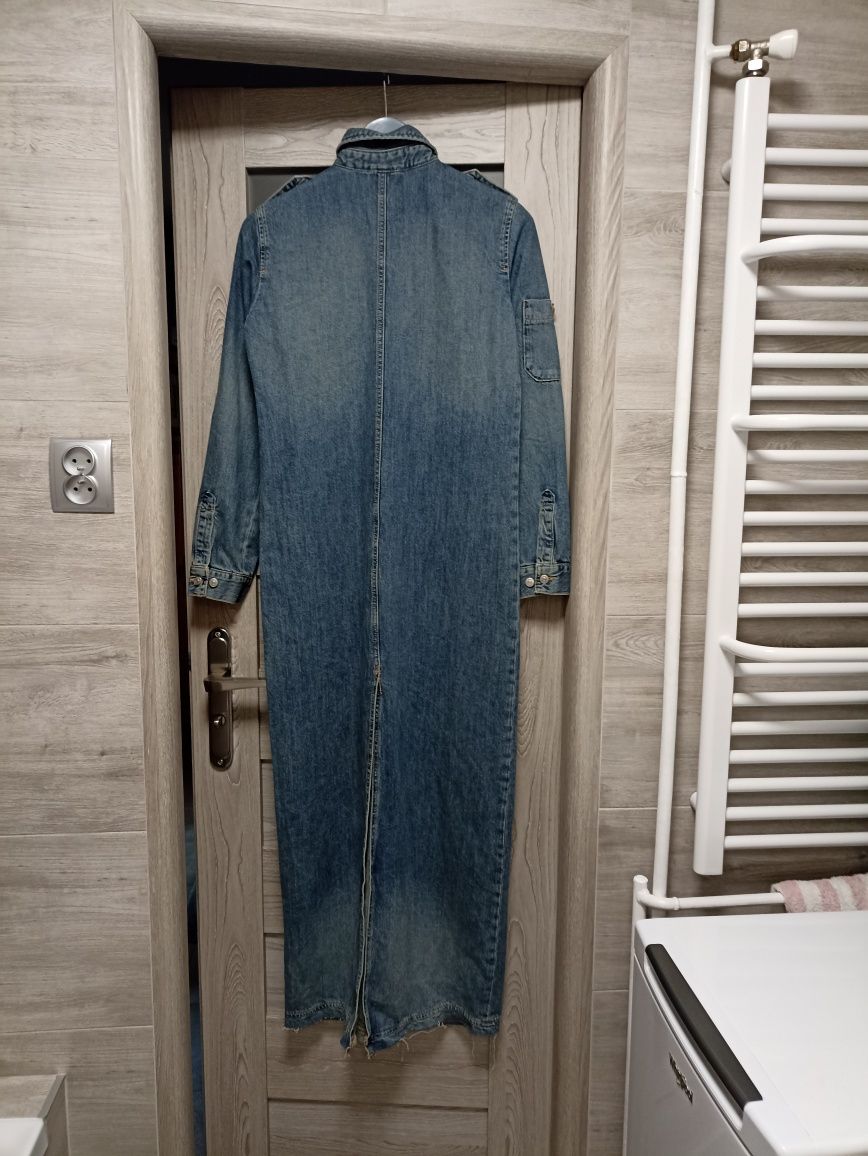 Nowa sukienka długa maxi rozcięcie jeans denim modna hit Zara