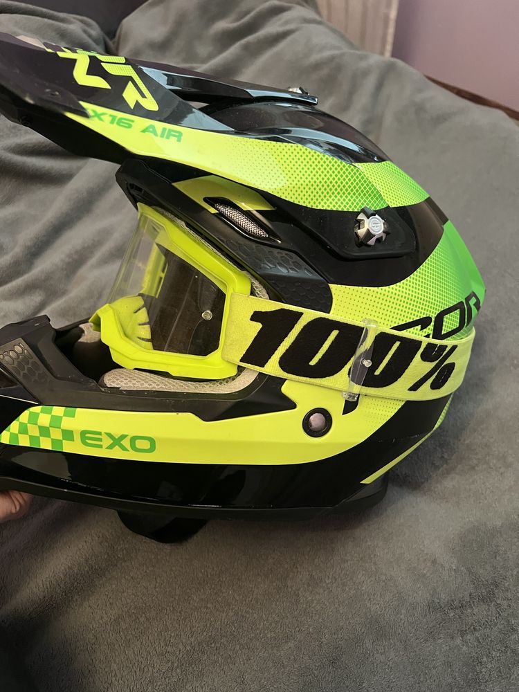 Kask motocrossowy + gogle skorpion vx16 100 exo