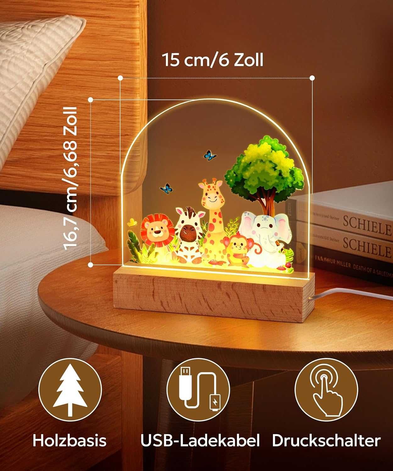 Lampka nocna dla dzieci podświetlana LED zwierzątka prezenty chrzest
