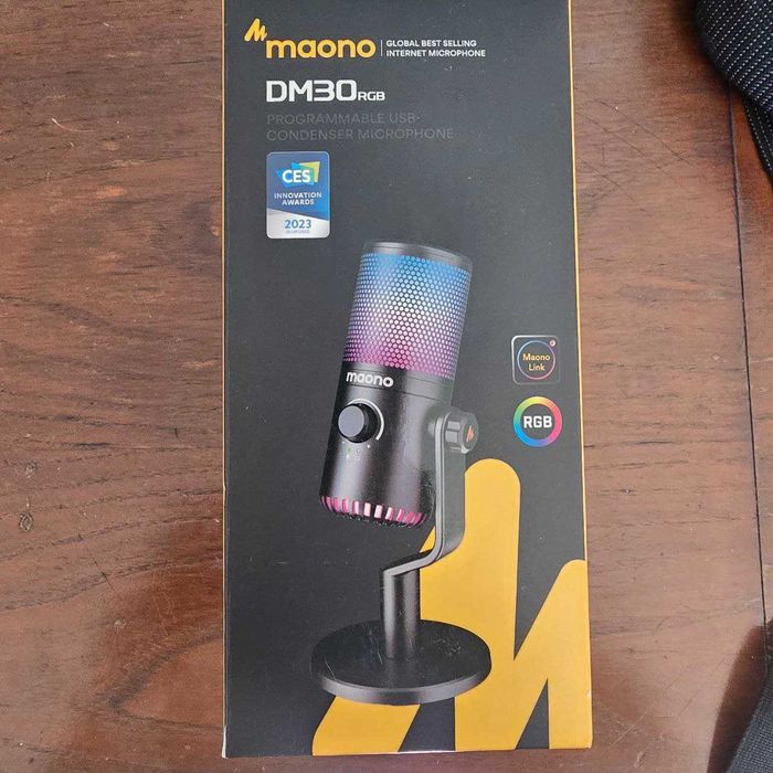 Maono DM30 RGB – Microfone USB Condensador (Novo, c/ Caixa e Base)