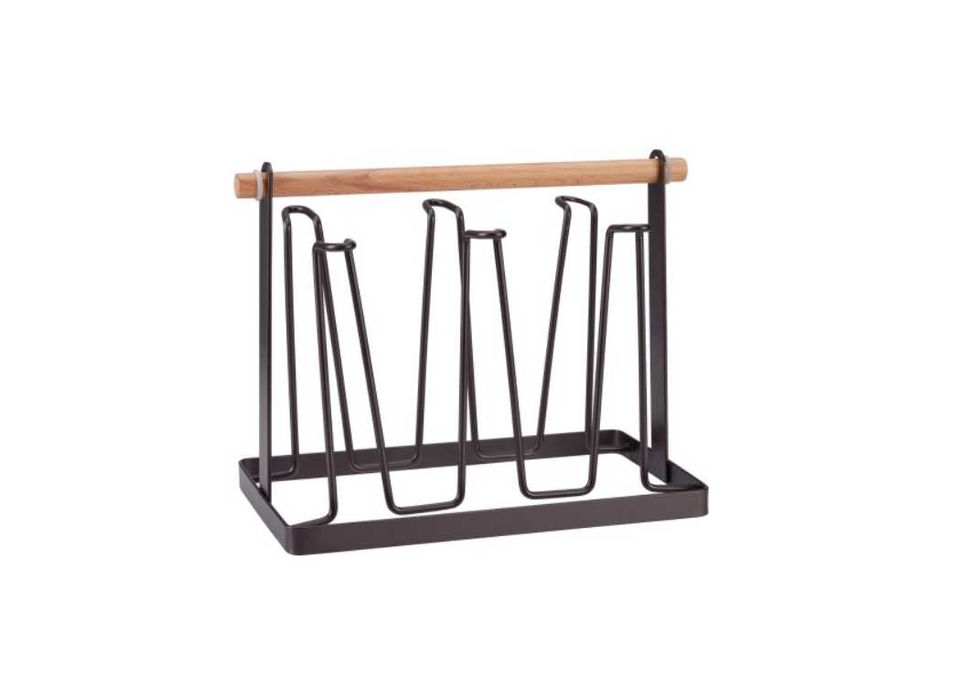 Nowoczesny Stojak Uchwyt na kubki do kuchni Czarny + Drewno kod 302