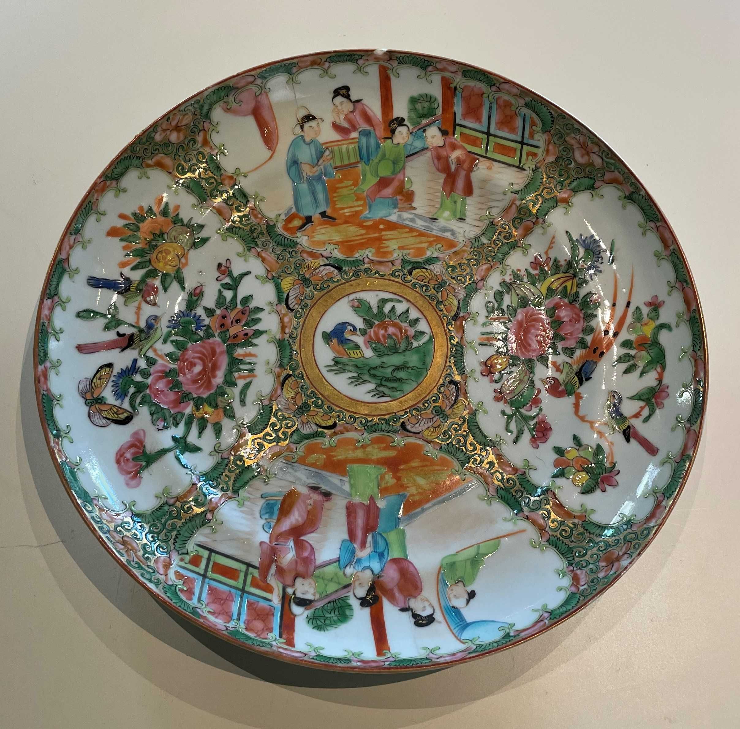 Prato de sopa em porcelana da china decoração MANDARIM, séc. XIX/XX