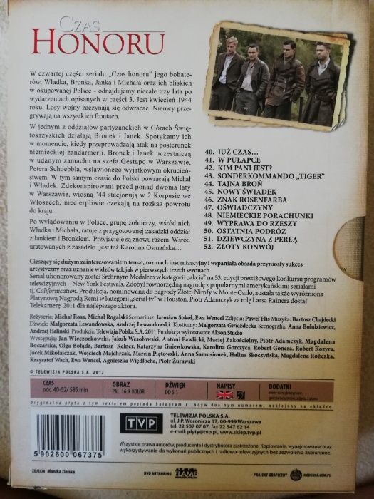Czas honoru DVD cztery sezony w etui (z dostawą)