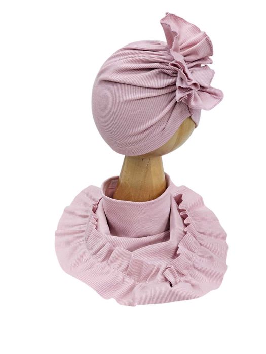 Czapka turban plus chustka z falbanką