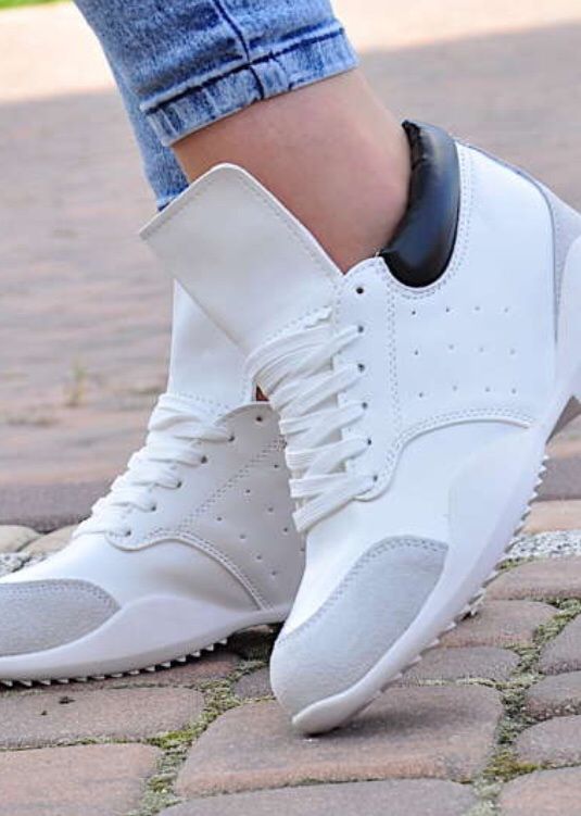 Buty sneakersy sportowe z ukrytym koturnem biało szare nowe