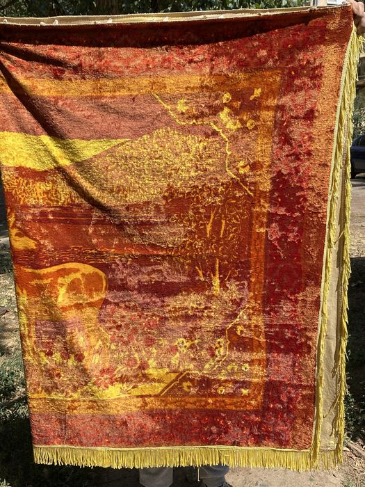 Коврик плюшевый с оленями