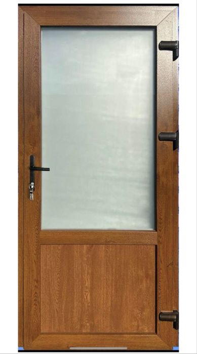 Вхідні металопластикові двері Темний дуб 80х190