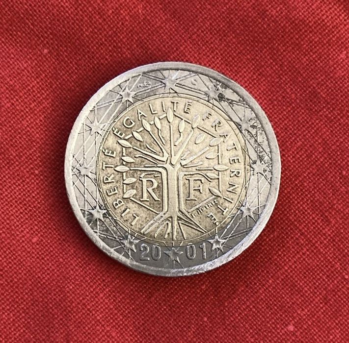 Moeda 2 euros 2001 frança c/ erro cunhagem
